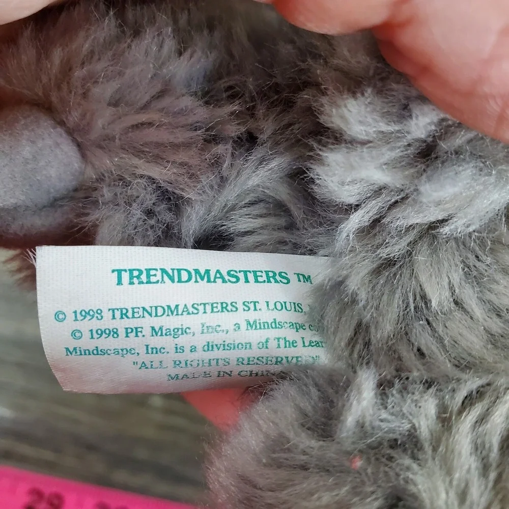 Vtg. TRENDMASTERS Kitty Cat GRAY WHITE With Eyelids Plush Beanbag Beans 1998 7